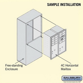 Salsbury Industries 3910D-07AFP Free-Standing 4C Horizontal Mailbox Unit-10 Door High Unit (65-3/4 Inches)-Double Column-7 MB1 Doors / 1 PL5 and 1 PL6-Aluminum-Front Loading-Private Access
