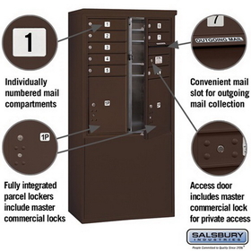 Salsbury Industries 3910D-08ZFP Free-Standing 4C Horizontal Mailbox Unit - 10 Door High Unit (65-3/4 Inches) - Double Column - 8 MB1 Doors / 2 PL5