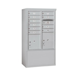 Salsbury Industries Free-Standing 4C Horizontal Mailbox Unit-10 Door High Unit (52-3/4 Inches)-Double Column-10 MB1 Doors / 1 PL4 and 1 PL4.5-Front Loading-Private Access
