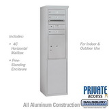 Salsbury Industries 10 Door High Free-Standing 4C Horizontal Mailbox with 3 Doors and 1 Parcel Locker with Private Access