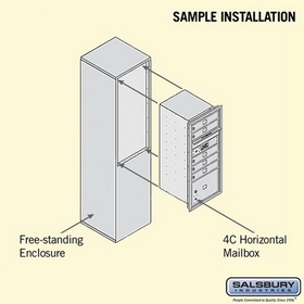 Salsbury Industries 3910S-05AFP Free-Standing 4C Horizontal Mailbox Unit - 10 Door High Unit (65-3/4 Inches) - Single Column - 5 MB1 Doors / 1 PL3 - Aluminum - Front Loading - Private Access