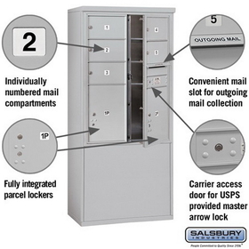 Salsbury Industries 3911D-05AFU Free-Standing 4C Horizontal Mailbox Unit - 11 Door High Unit (69-1/4 Inches) - Double Column - 5 MB2 Doors / 2 PL5