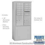 Salsbury Industries 11 Door High Free-Standing 4C Horizontal Mailbox with 10 Doors and 2 Parcel Lockers with Private Access