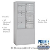 Salsbury Industries 11 Door High Free-Standing 4C Horizontal Mailbox with 15 Doors and 1 Parcel Locker with Private Access