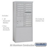 Salsbury Industries 11 Door High Free-Standing 4C Horizontal Mailbox with 15 Doors and 1 Parcel Locker with USPS Access