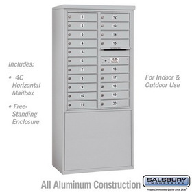 Salsbury Industries 11 Door High Free-Standing 4C Horizontal Mailbox with 20 Doors with USPS Access