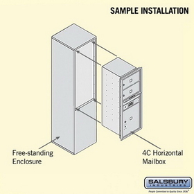Salsbury Industries 3911S-02AFP Free-Standing 4C Horizontal Mailbox Unit - 11 Door High Unit (69-1/4 Inches) - Single Column - 2 MB2 Doors / 1 PL5 - Aluminum - Front Loading - Private Access