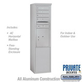Salsbury Industries 11 Door High Free-Standing 4C Horizontal Mailbox with 4 Doors and 1 Parcel Locker with Private Access