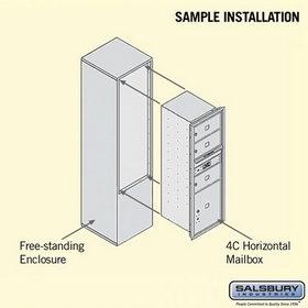 Salsbury Industries 3913S-03GFP Free-Standing 4C Horizontal Mailbox Unit - 13 Door High Unit (69-1/4 Inches) - Single Column - 3 MB2 Doors / 1 PL5 - Gold - Front Loading - Private Access