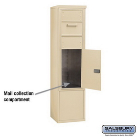 Salsbury Industries 3913S-1CSF Free-Standing 4C Horizontal Collection Box (Includes 3713S-1CSF and 3913S-SAN Enclosure) - 13 Door High Unit (69-1/4 Inches) - Single Column - Sandstone - Front Access