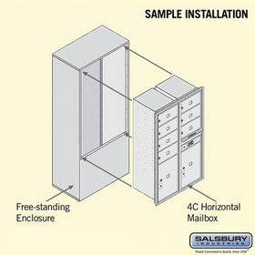 Salsbury Industries 3914D-07SFP Free-Standing 4C Horizontal Mailbox Unit - 14 Door High Unit (69-1/4 Inches) - Double Column - 7 MB2 Doors / 2 PL6