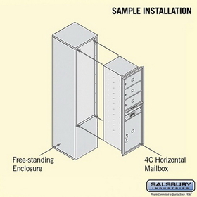 Salsbury Industries 3914S-03SFU Free-Standing 4C Horizontal Mailbox Unit - 14 Door High Unit (69-1/4 Inches) - Single Column - 3 MB2 Doors / 1 PL6 - Sandstone - Front Loading - USPS Access