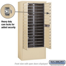 Salsbury Industries 3915D-29SFP Free-Standing 4C Horizontal Mailbox Unit - 15 Door High Unit (72 Inches) - Double Column - 29 MB1 Doors - Sandstone - Front Loading - Private Access