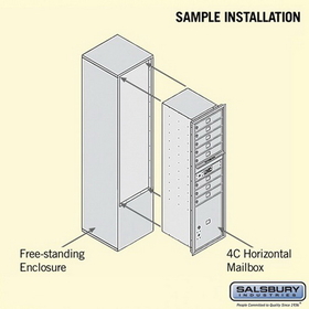 Salsbury Industries 3915S-08AFP Free-Standing 4C Horizontal Mailbox Unit - 15 Door High Unit (72 Inches) - Single Column - 8 MB1 Doors / 1 PL5 - Aluminum - Front Loading - Private Access