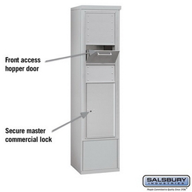 Salsbury Industries 3915S-1CAF Free-Standing 4C Horizontal Collection Box (Includes 3715S-1CAF and 3915S-ALM Enclosure) - 15 Door High Unit (72 Inches) - Single Column - Aluminum - Front Access