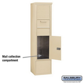 Salsbury Industries 3915S-1CSF Free-Standing 4C Horizontal Collection Box (Includes 3715S-1CSF and 3915S-SAN Enclosure) - 15 Door High Unit (72 Inches) - Single Column - Sandstone - Front Access