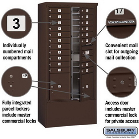 Salsbury Industries 3916D-19ZFP Free-Standing 4C Horizontal Mailbox Unit - Maximum Height Unit (72 Inches) - Double Column - 19 MB1 Doors / 2 PL4.5
