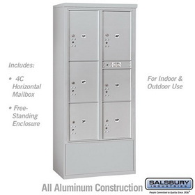 Salsbury Industries Maximum Height Free-Standing 4C Horizontal Parcel Locker with 6 Parcel Lockers with USPS Access