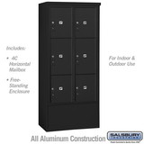 Salsbury Industries 3916D-6PBFU Maximum Height Free-Standing 4C Horizontal Parcel Locker with 6 Parcel Lockers in Black with USPS Access