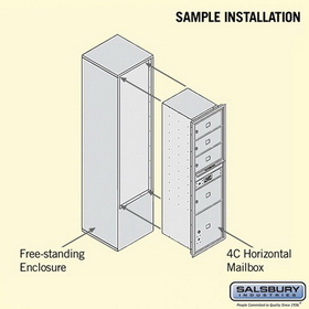 Salsbury Industries 3916S-04GFU Free-Standing 4C Horizontal Mailbox Unit - Maximum Height Unit (72 Inches) - Single Column - 3 MB2 Doors / 1 MB3 Door / 1 PL4.5 - Gold - Front Loading - USPS Access