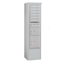 Salsbury Industries Free-Standing 4C Horizontal Mailbox Unit-Maximum Height Unit (72 Inches)-Single Column-6 MB1 Doors / 1 PL3 and 1 PL4.5-Front Loading-Private Access