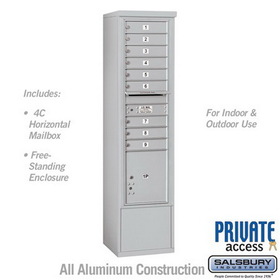 Salsbury Industries Maximum Height Free-Standing 4C Horizontal Mailbox with 9 Doors and 1 Parcel Locker with Private Access