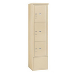 Salsbury Industries 3916S-3PSFP Free-Standing 4C Horizontal Mailbox Unit-Maximum Height Unit (72 Inches)-Single Column-Stand-Alone Parcel Locker-1 PL4.5, 1 PL5 and 1 PL6-Sandstone-Front Loa