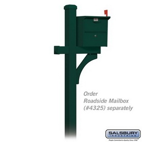 Salsbury Industries 4370GRN Deluxe Post - 1 Sided - In-Ground Mounted - for Roadside Mailbox - Green