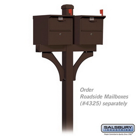 Salsbury Industries 4372D-BRZ Deluxe Post - 2 Sided - In-Ground Mounted - for Designer Roadside Mailboxes - Bronze