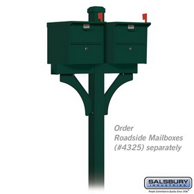 Salsbury Industries 4372GRN Deluxe Post - 2 Sided - In-Ground Mounted - for Roadside Mailboxes - Green