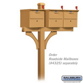 Salsbury Industries 4373D-BRS Deluxe Post - 2 Sided - In-Ground Mounted - for (3) Designer Roadside Mailboxes - Brass