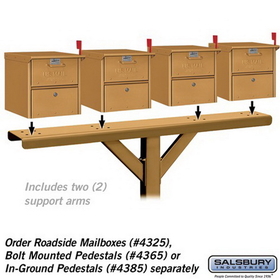 Salsbury Industries 4384D-BRS Spreader - 4 Wide with 2 Supporting Arms - for Designer Roadside Mailboxes - Brass