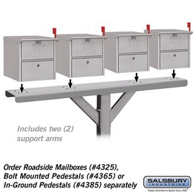 Salsbury Industries 4384SLV Spreader - 4 Wide with 2 Supporting Arms - for Roadside Mailboxes - Silver