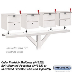Salsbury Industries 4384WHT Spreader - 4 Wide with 2 Supporting Arms - for Roadside Mailboxes - White
