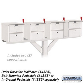 Salsbury Industries 4384WHT Spreader - 4 Wide with 2 Supporting Arms - for Roadside Mailboxes - White