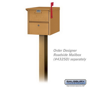 Salsbury Industries 4385D-BRS Standard Pedestal - In-Ground Mounted - for Designer Roadside Mailbox - Brass