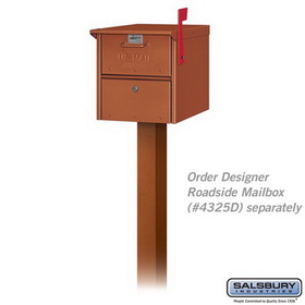 Salsbury Industries 4385D-COP Standard Pedestal - In-Ground Mounted - for Designer Roadside Mailbox - Copper