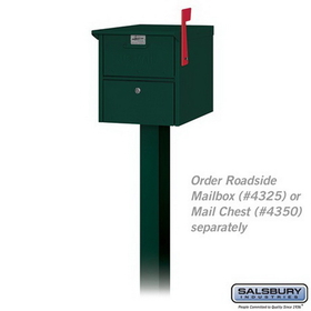 Salsbury Industries 4385GRN Standard Pedestal - In-Ground Mounted - for Roadside Mailbox, Mail Chest & Mail Package Drop - Green