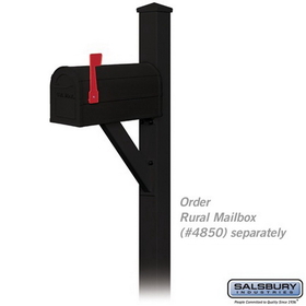 Salsbury Industries 4825BLK Decorative Mailbox Post - Modern - In-Ground Mounted - Black