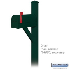 Salsbury Industries 4825GRN Decorative Mailbox Post - Modern - In-Ground Mounted - Green