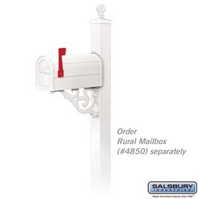 Salsbury Industries 4845WHT Decorative Mailbox Post - Victorian - In-Ground Mounted - White