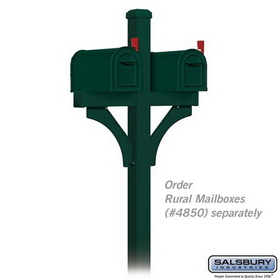 Salsbury Industries 4872GRN Deluxe Mailbox Post - 2 Sided for (2) Mailboxes - In-Ground Mounted - Green