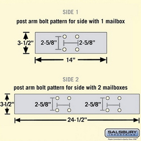Salsbury Industries 4873BGE Deluxe Mailbox Post - 2 Sided for (3) Mailboxes - In-Ground Mounted - Beige
