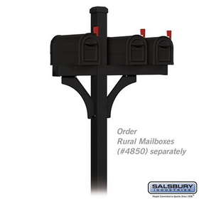 Salsbury Industries 4873BLK Deluxe Mailbox Post - 2 Sided for (3) Mailboxes - In-Ground Mounted - Black