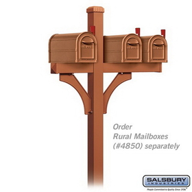 Salsbury Industries 4873COP Deluxe Mailbox Post - 2 Sided for (3) Mailboxes - In-Ground Mounted - Copper