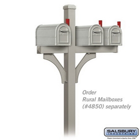 Salsbury Industries 4873NIC Deluxe Mailbox Post - 2 Sided for (3) Mailboxes - In-Ground Mounted - Nickel