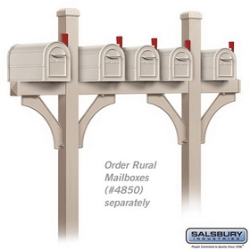 Salsbury Industries 4875BGE Deluxe Mailbox Post - Bridge Style for (5) Mailboxes - In-Ground Mounted - Beige