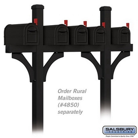 Salsbury Industries 4875BLK Deluxe Mailbox Post - Bridge Style for (5) Mailboxes - In-Ground Mounted - Black