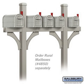 Salsbury Industries 4875NIC Deluxe Mailbox Post - Bridge Style for (5) Mailboxes - In-Ground Mounted - Nickel