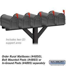 Salsbury Industries 4885BLK Spreader - 5 Wide with 2 Supporting Arms - for Rural Mailboxes - Black
